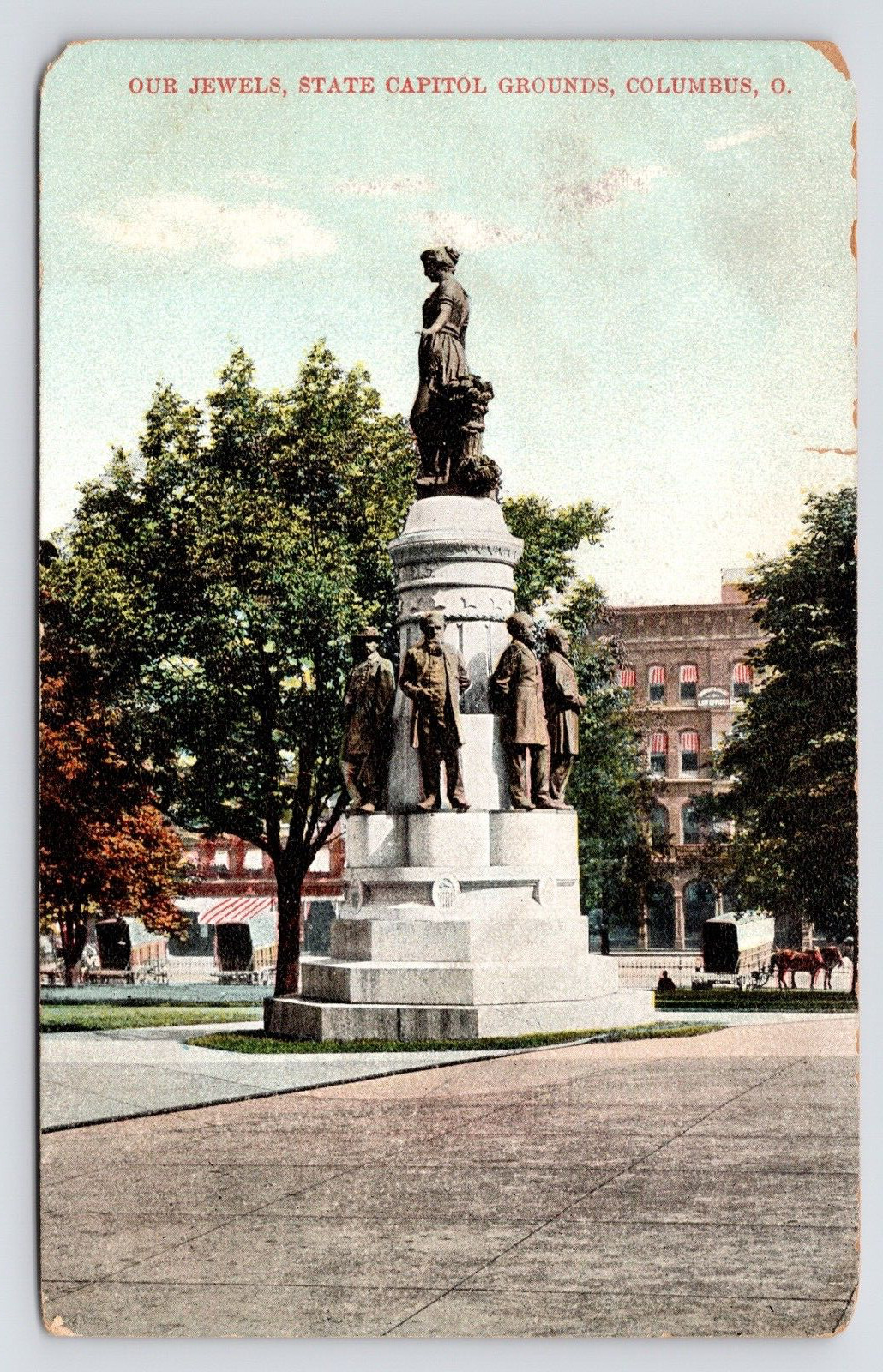 1907-1912~State Capitol Grounds Statue~Columbus Ohio OH~Antique Postcard