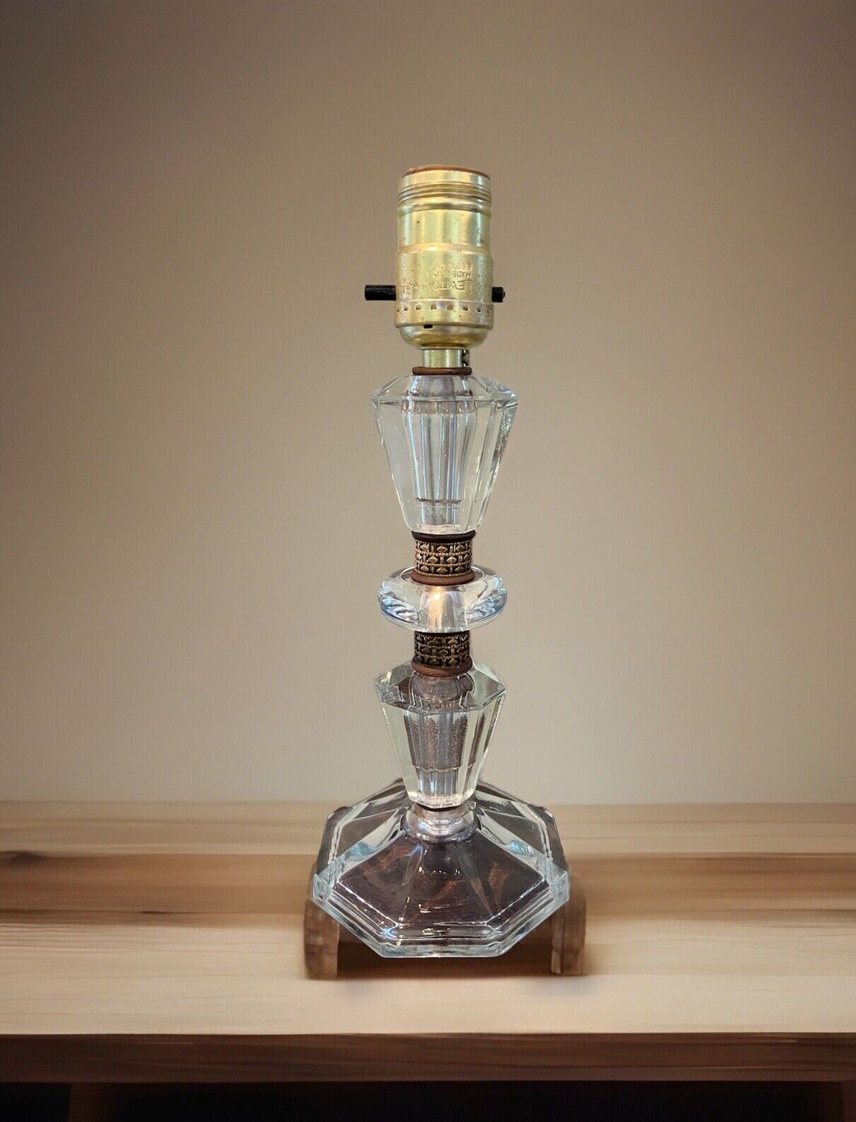 Vintage Leviton Art Deco Glass Boudoir Lamp  Lamp