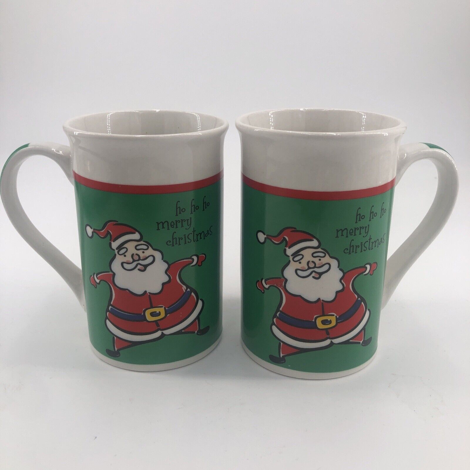 Holiday Mugs Two Total Royal Norfolk 12 oz Ho Ho Ho Merry Christmas Cocoa Coffee