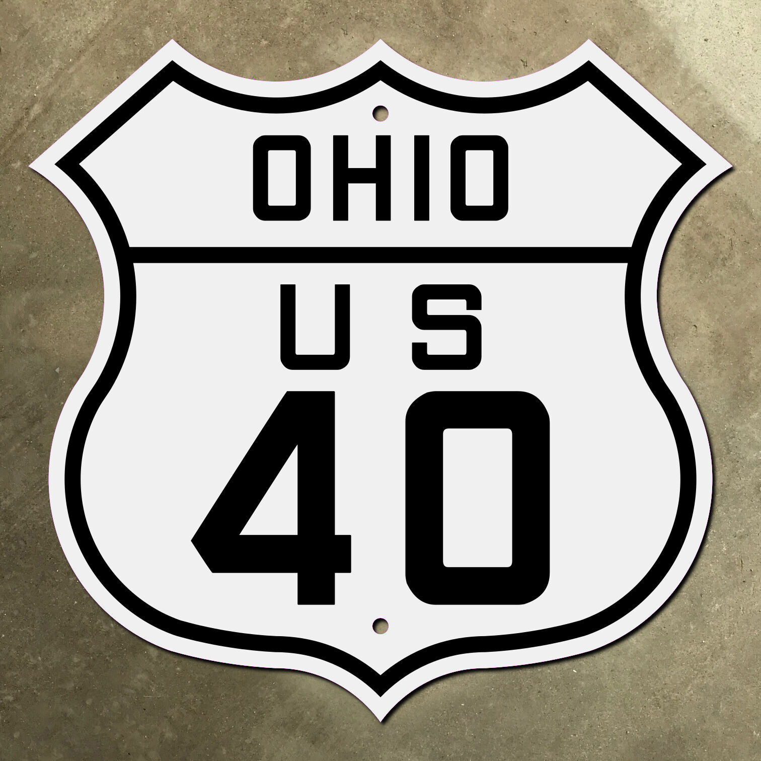 Ohio US route 40 highway marker road sign 1926 National Road Columbus 12x12