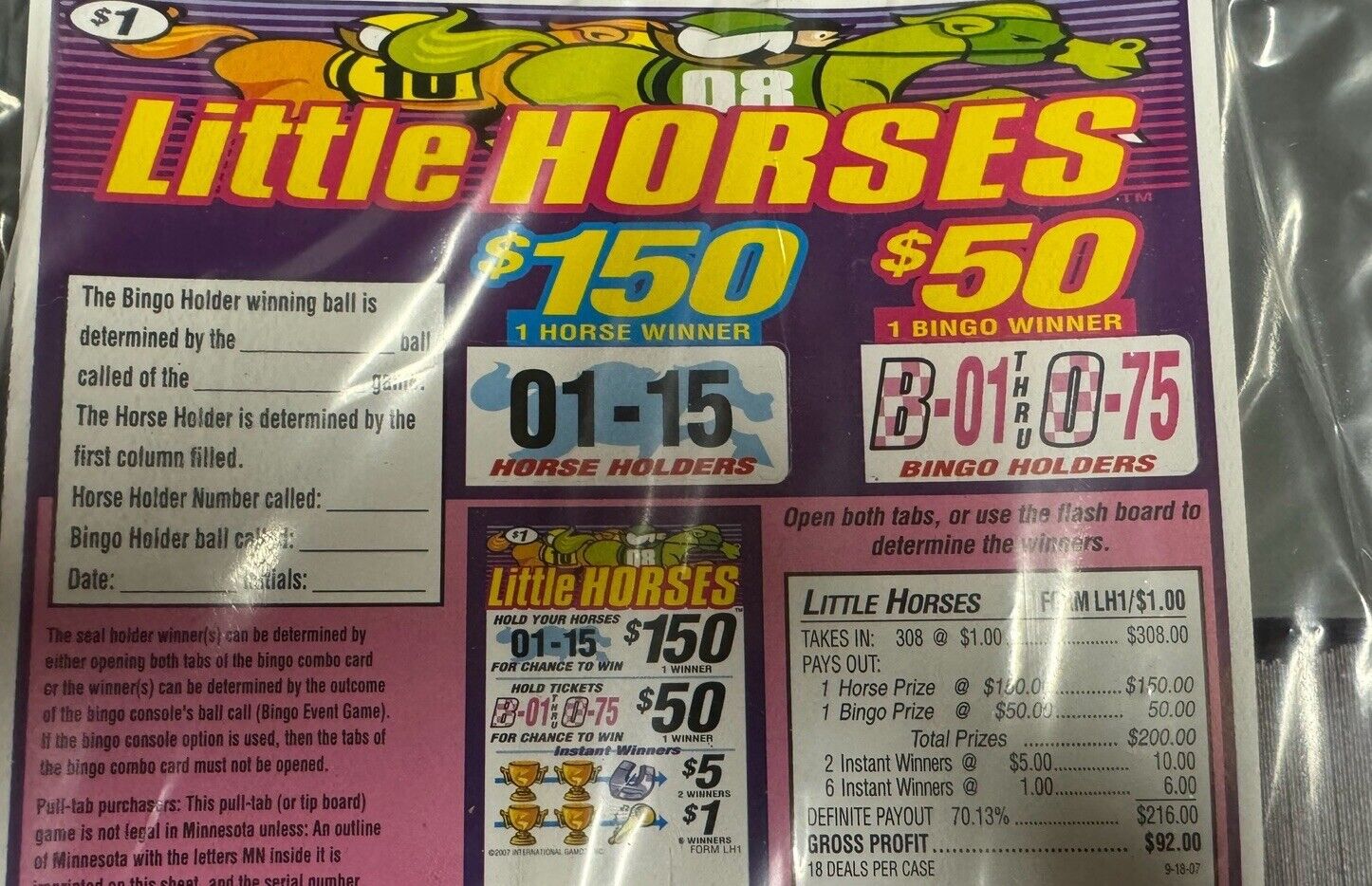NEW pull tickets Little Horses Flash- Card Tabs Seal
