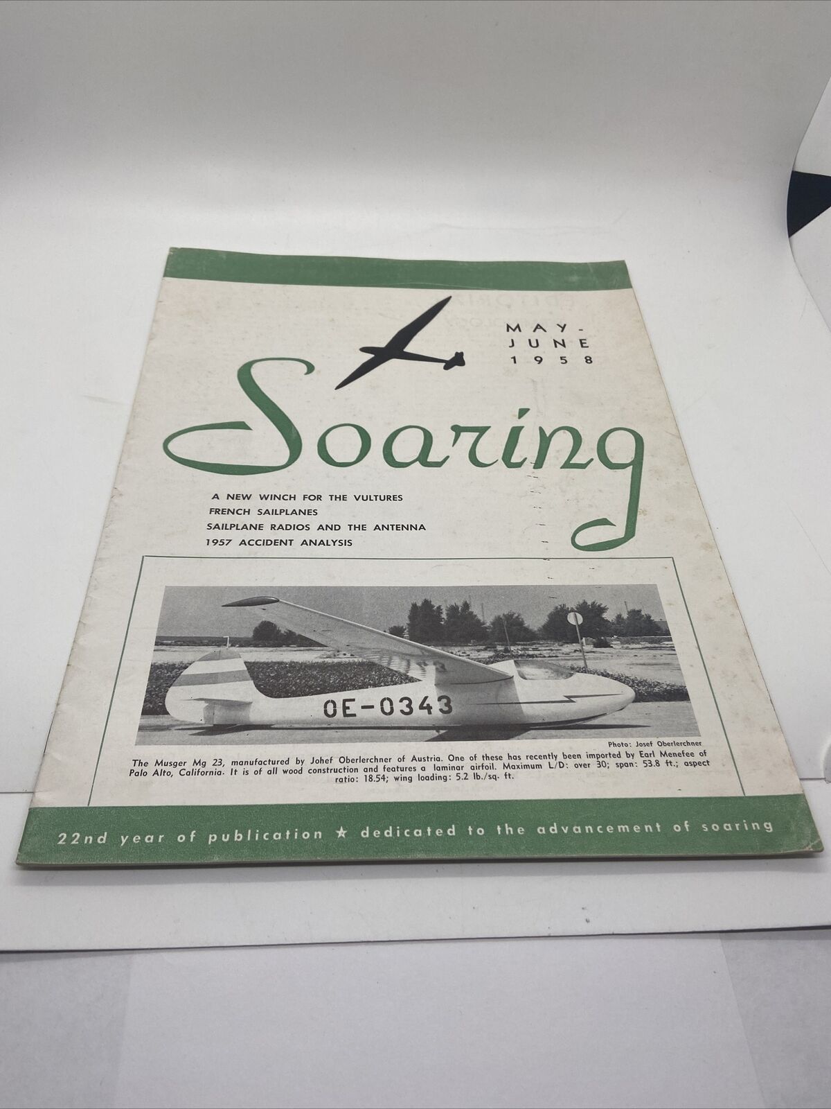 May-June 1958 Vintage Aviation Magazine - Soaring - 22nd Year Of Publication