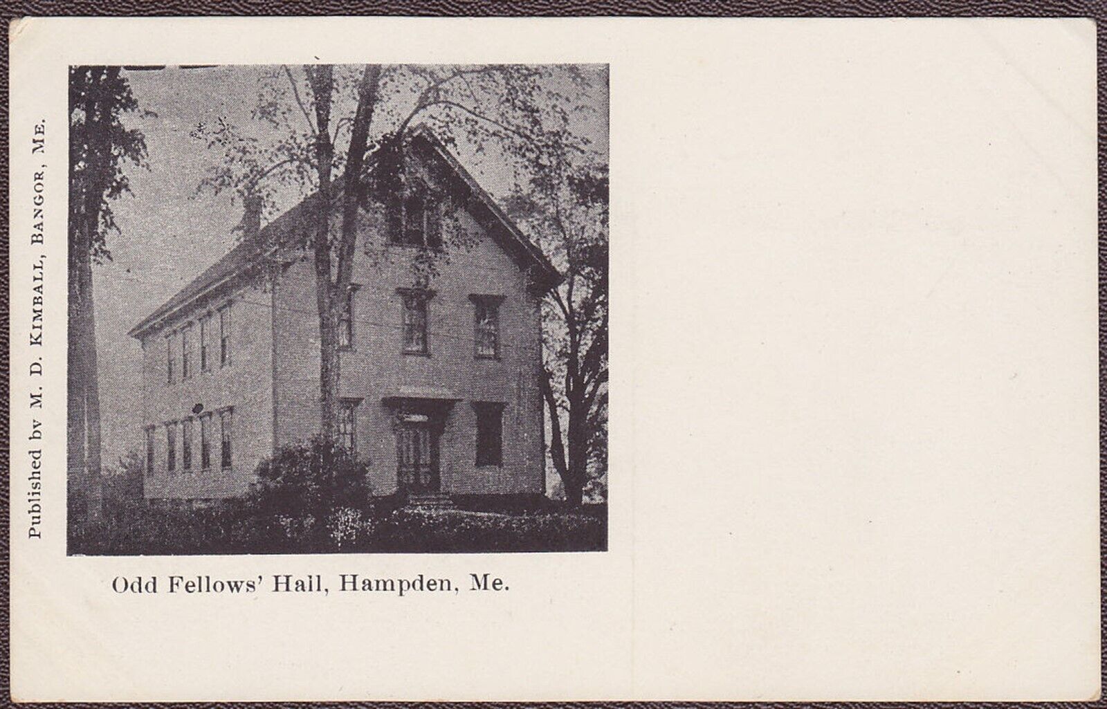 Hampden, Maine Pre-1907 B&W Postcard - Odd Fellows\' Hall