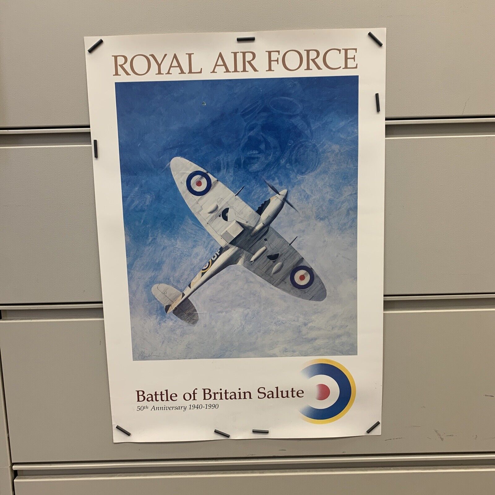 Battle of Britain Salute 50th Anniversary  Royal Air Force Spitfire Poster 1990