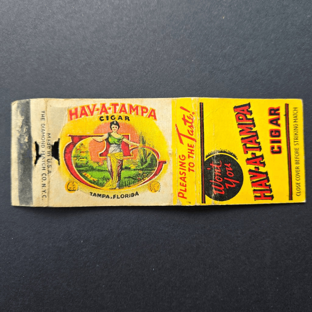 Vintage Matchcover Hava-Tampa Cigars Girl Tampa Florida Tobacciana