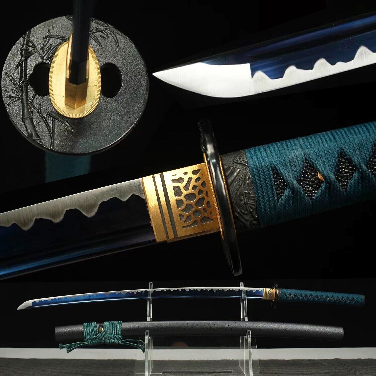 Handmade Real Combat Sharp Katana Bamboo Theme Japanese Samurai Sword 1095 Steel