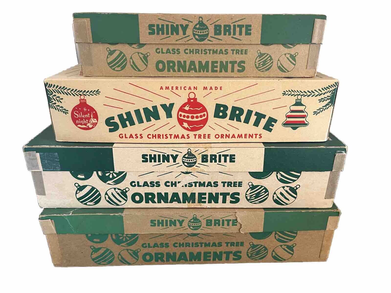 4 Vintage EMPTY Shiny Brite Christmas Ornament Cardboard Boxes- Great Condition