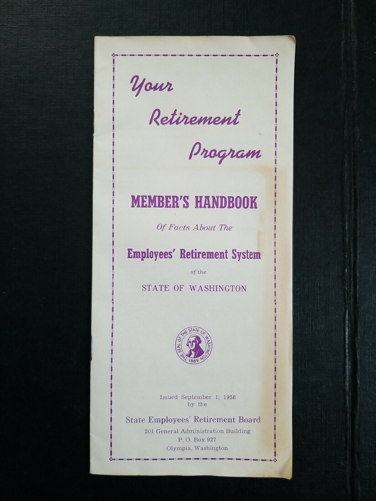 1956 Washington State Employees Retirement Members Handbook
