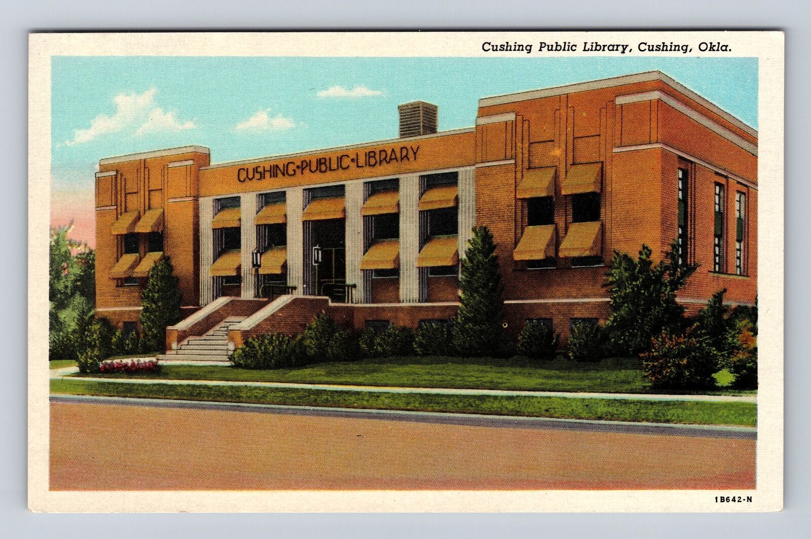 Cushing OK-Oklahoma, Cushing Public Library, Vintage c1950 Postcard