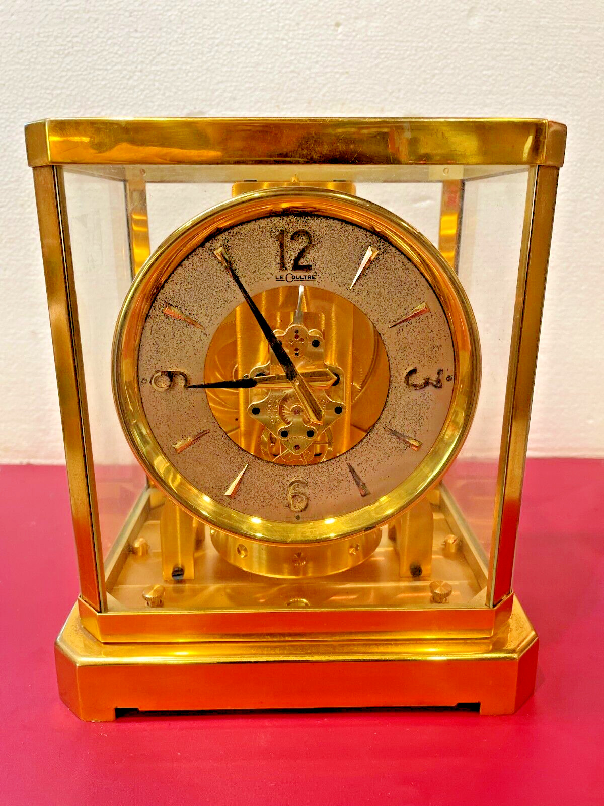 FULLY SERVICED 1950s JAEGER LECOULTRE ATMOS  MANTLE CLOCK#55XXX WORKING ONTIME