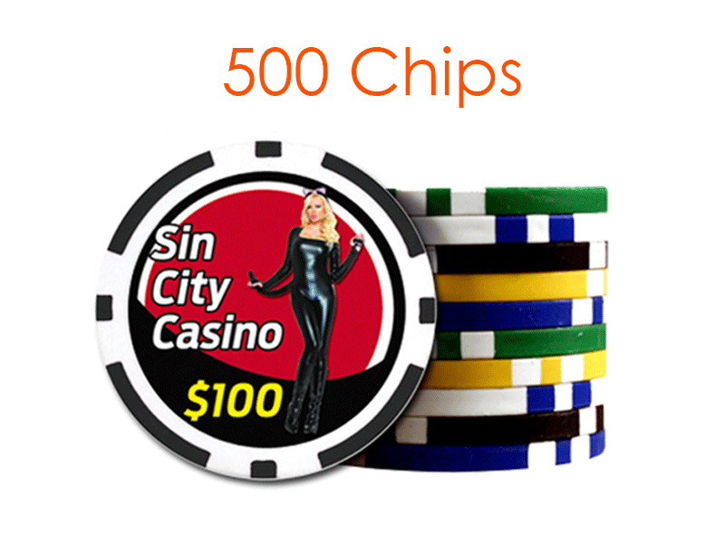 Custom 8 Stripe Design Poker Chips w/Your Logo/Design in Full Color - 500 chips