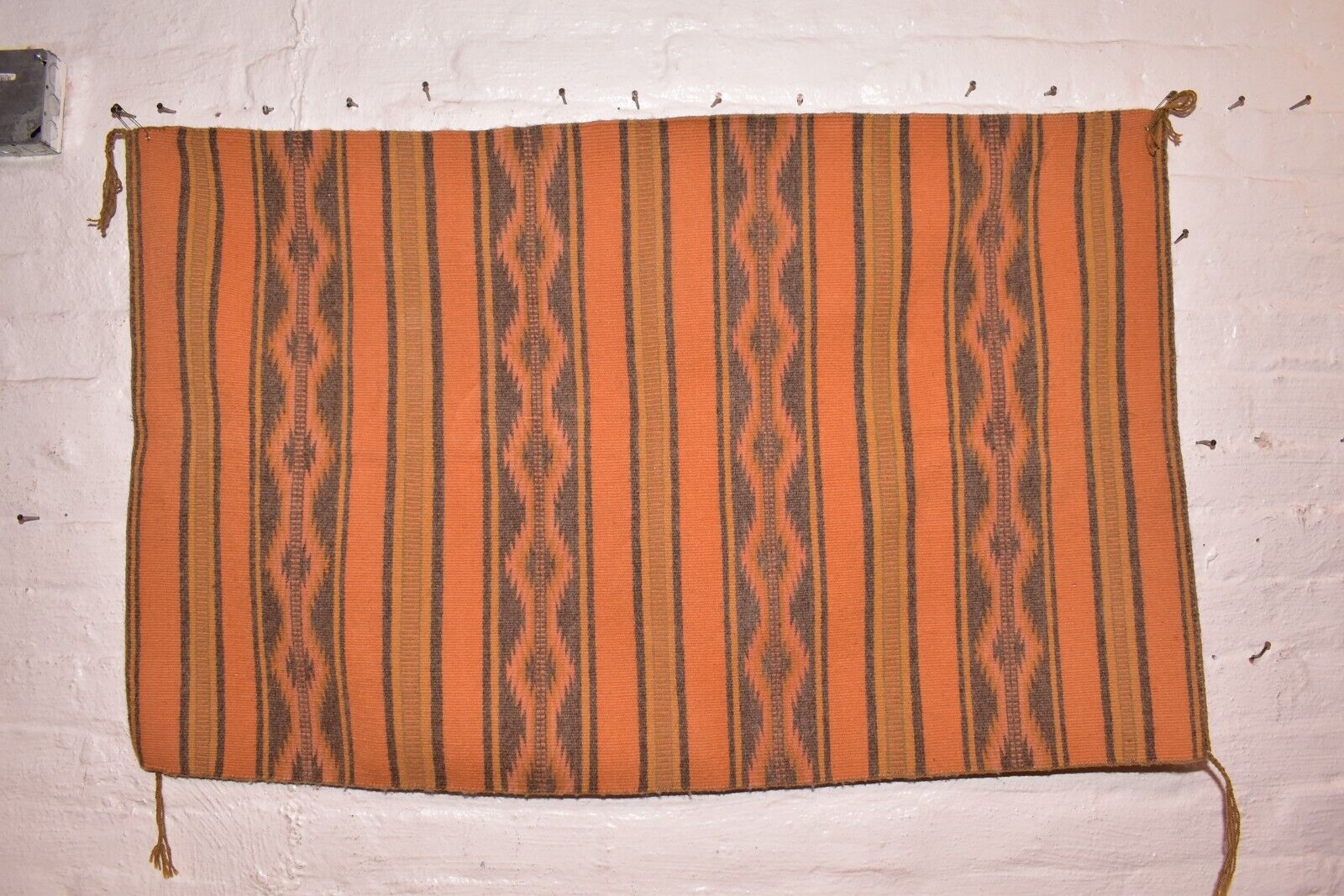 Antique Navajo Rug Textile Native American Wide Ruins 43x27 Weaving VTG Striped