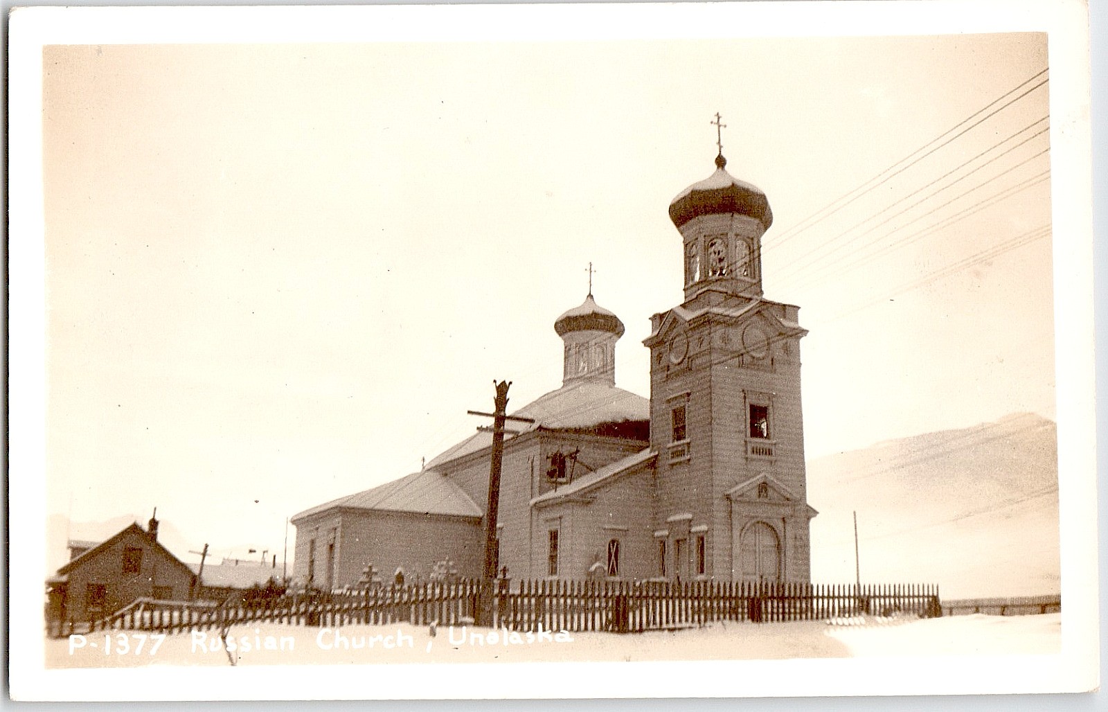 RPPC Holy Ascension Our Lord Russian Orthodox Cathedral Church Unalaska Postcard