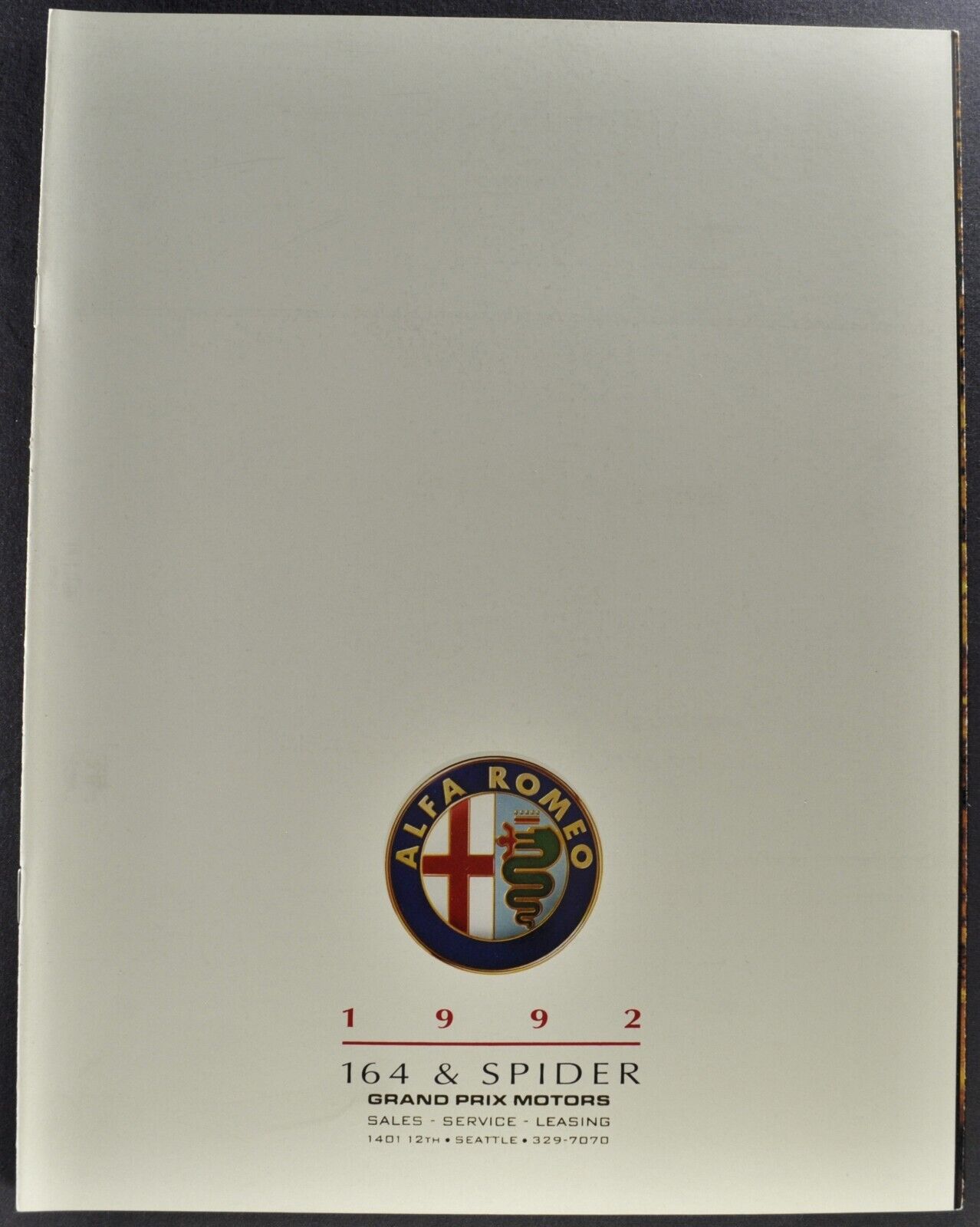 1992 Alfa Romeo Brochure Spider Roadster 164 Sedan Excellent Original 92