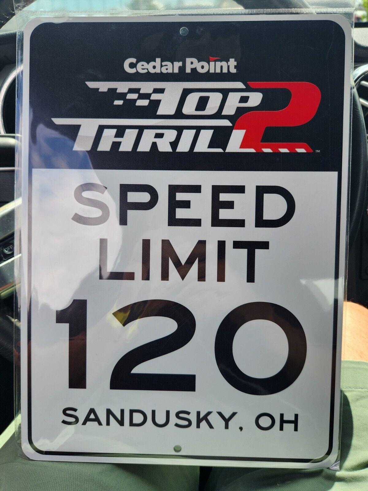 2024 Cedar Point Top Thrill 2 Speed Limit Sign Rare Coaster Mania New Sandusky