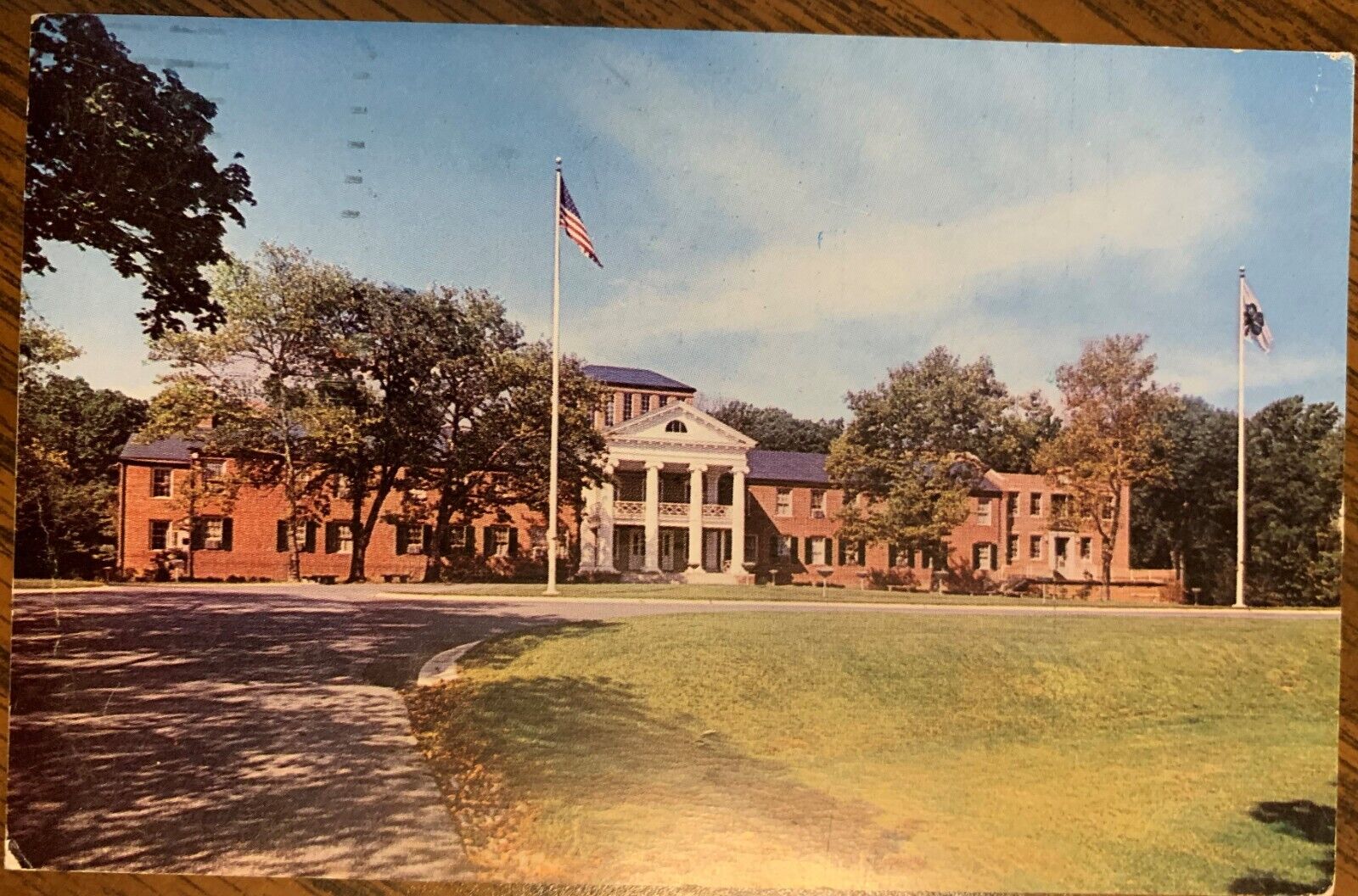 Smith hall vintage postcard with Three cents Stamp