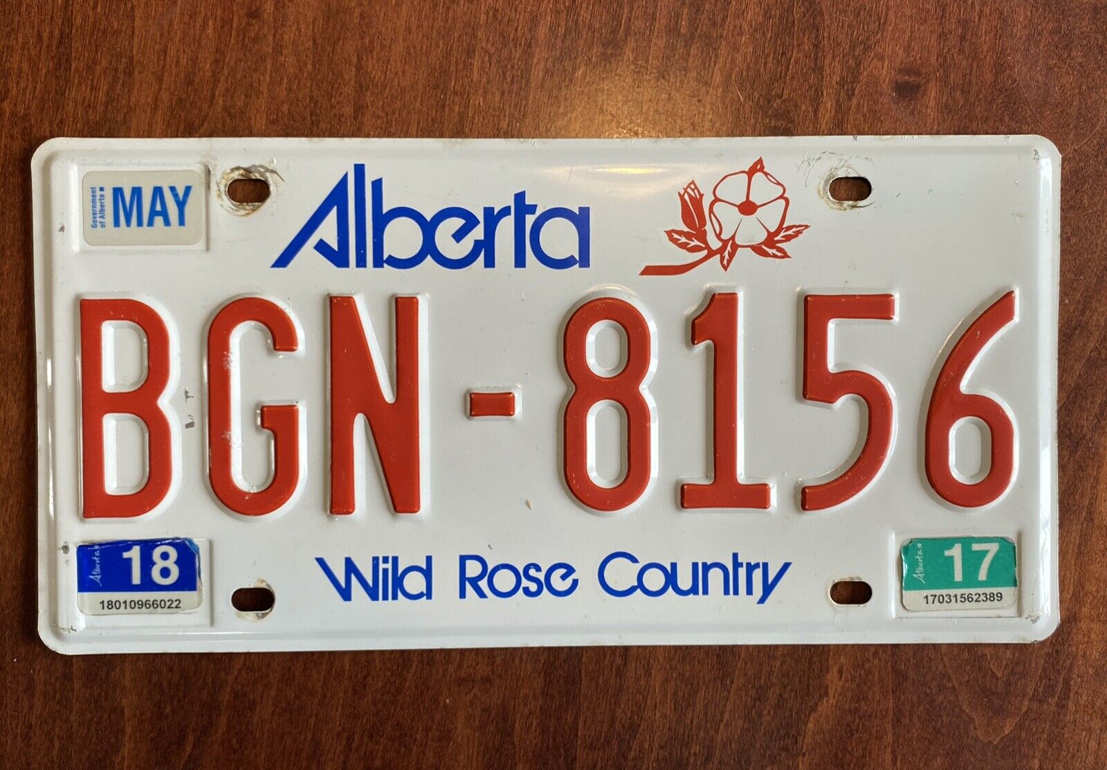 Alberta Canada Wild Rose Country License Plate, BGN-8156, 12” X 6”