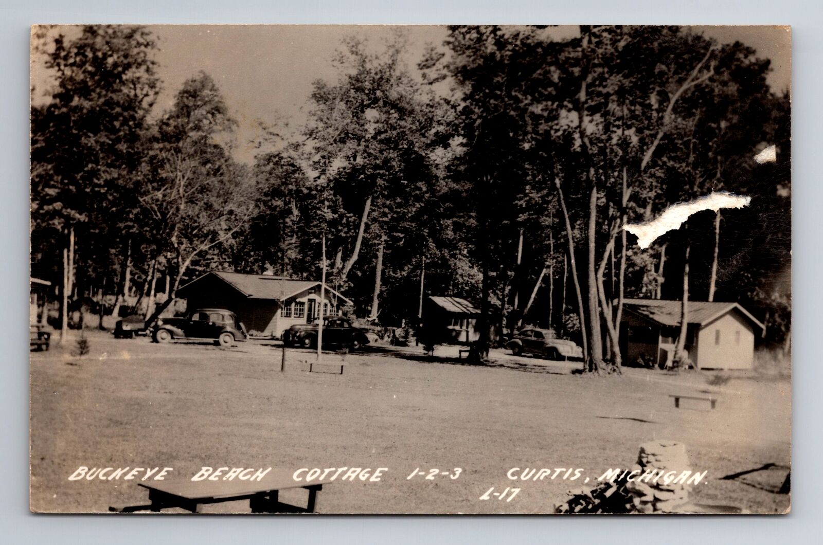 Curtis, MI-Michigan, RPPC: Buckeye Beach Cottages c1940, Vintage Postcard