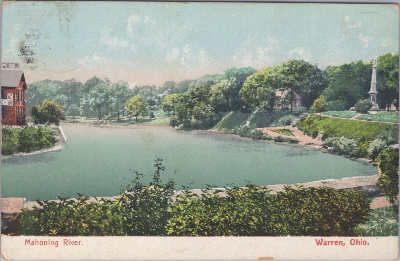 Mahoning River Warren Ohio 1909 Postcard
