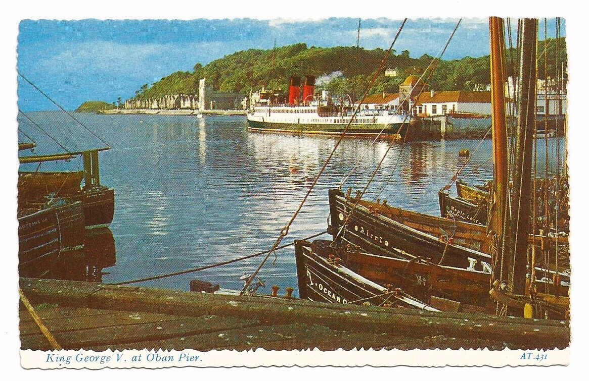 Scotland Postcard UK Oban Pier Ship