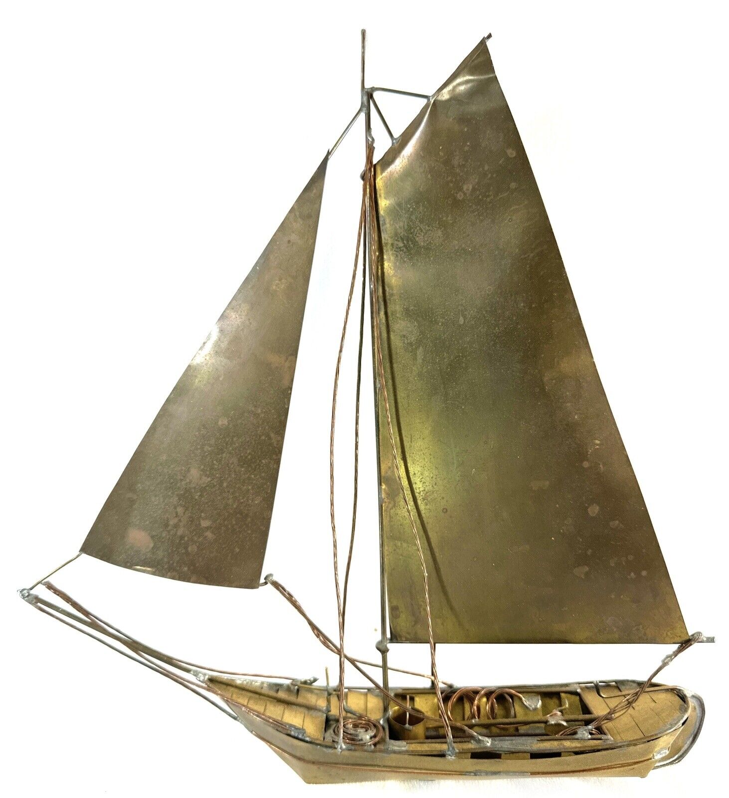 Vintage Brass Sailboat Nautica Decor Beachhouse 12\