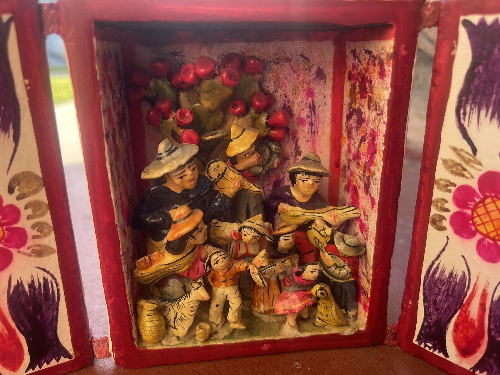 Peru Folk Art Vintage Peruvian Shadow Box Miniature Handicraft Retalbo~6-3/8\