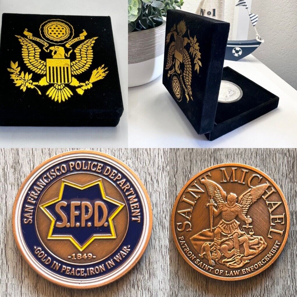 San Francisco SFPD POLICE DEPARTMENT Bronzed FINISH Challenge Coin & velvet case
