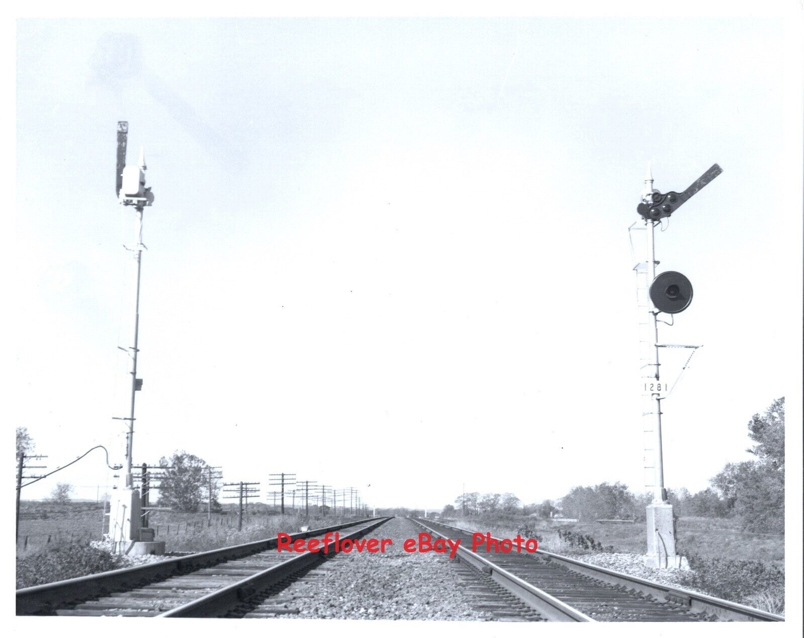 8x10 ATSF Santa Fe Railroad Photo Print Block Signals Ellinor, KS. 1953