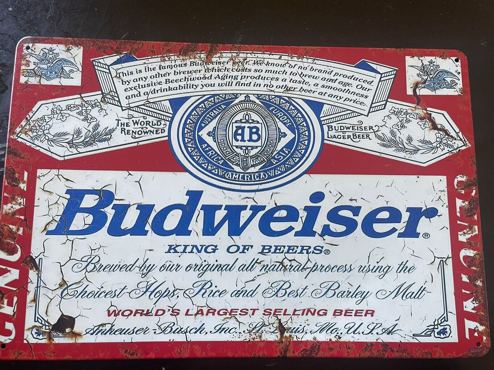 NEW - Hanging Metal Budweiser Sign 