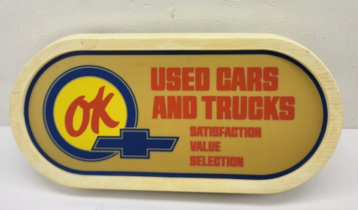 Vintage Chevrolet OK Used Cars Trucks Dealership Lighted Sign Original