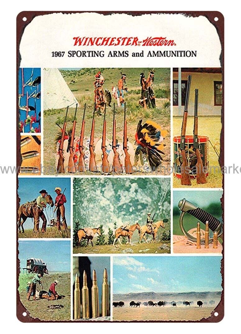 plaque 1967 Winchester Western Firearm Sporting Arms Ammo metal tin sign