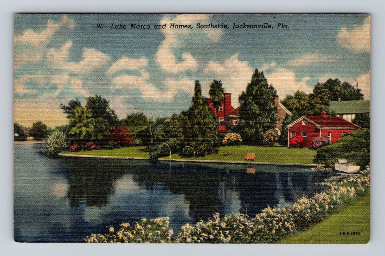 Jacksonville FL-Florida, Lake Marco And Homes, Antique, Vintage c1956 Postcard