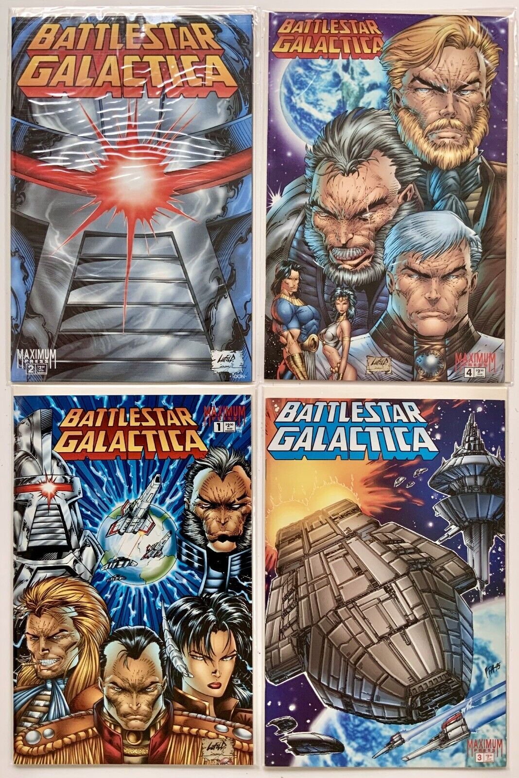Battlestar Galactica comics by Maximum Press and Realm Press, 1990s, VF/NM