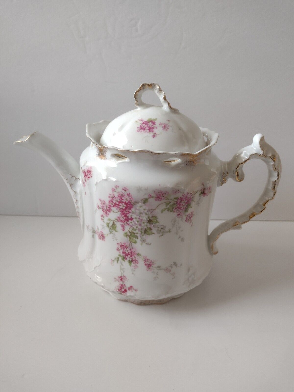 Rare  Vintage Floral Large Germany Teapot Signed And Numeberd