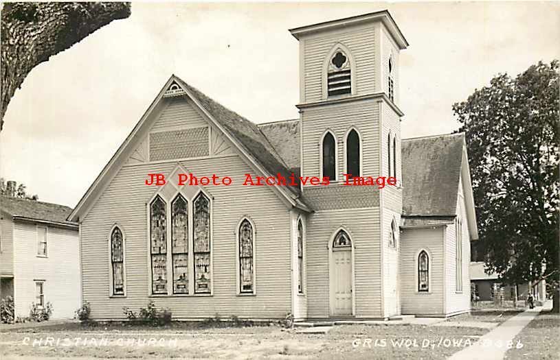 IA, Griswold, Iowa, RPPC, Christian Church, Exterior View, No B386