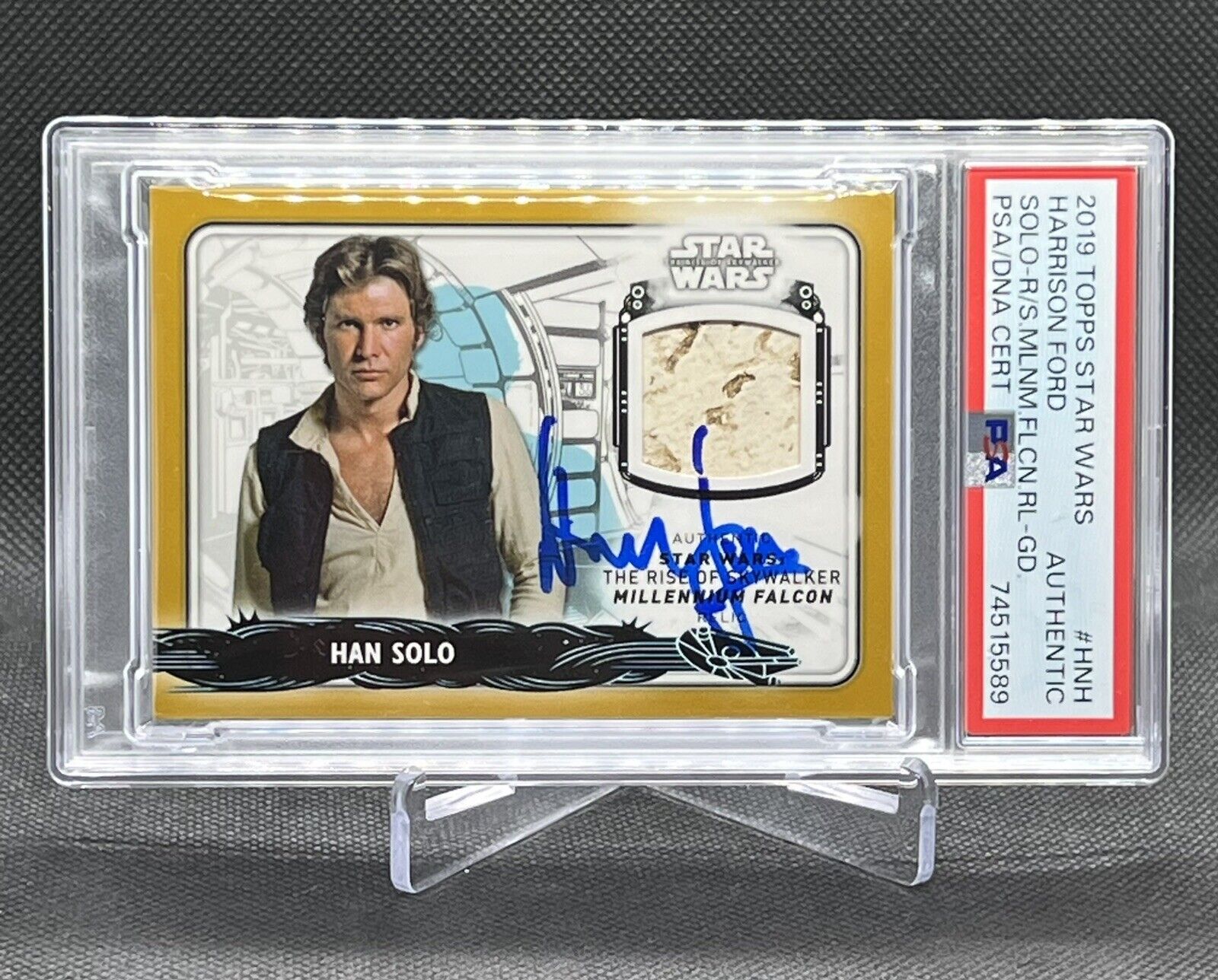 Star Wars Harrison Ford Auto Millennium Falcon Relic Signed Han Solo PSA POP 1/1