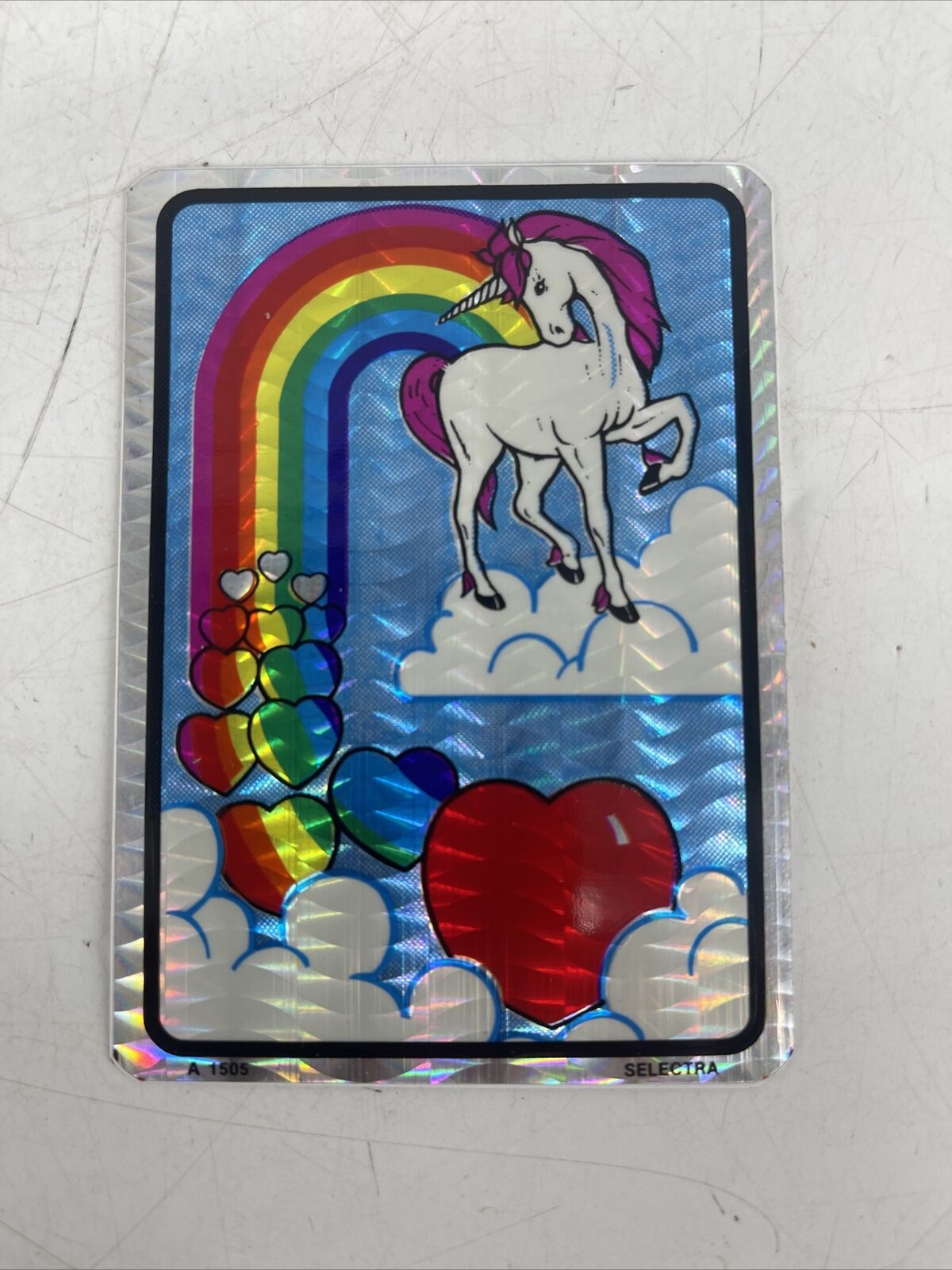 RARE Vintage 1980s Unicorn Rainbow Prism Vending Machine Sticker Selectra A 1505