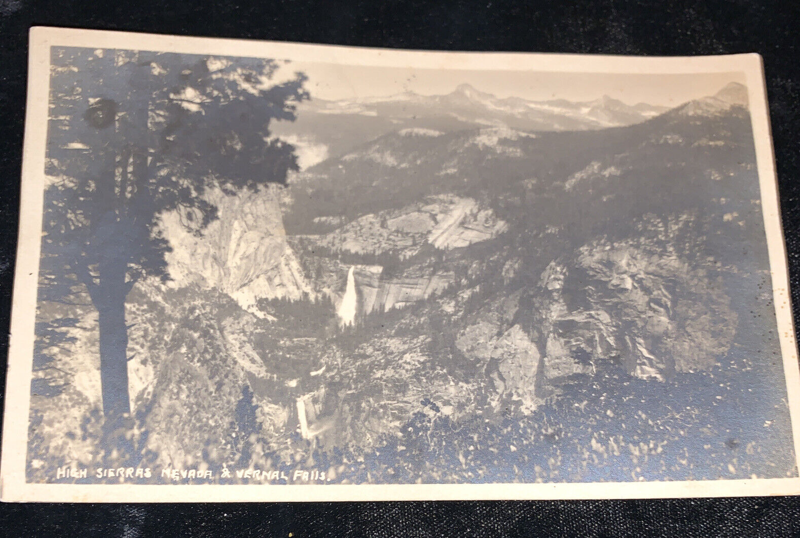 1922  RPPC, California Yosemite Postcard High Sierras Vernal Falls Real Photo