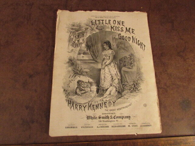 Antique sheet music 1876 Little One Kiss Me Goodnight Harry Kennedy White smith