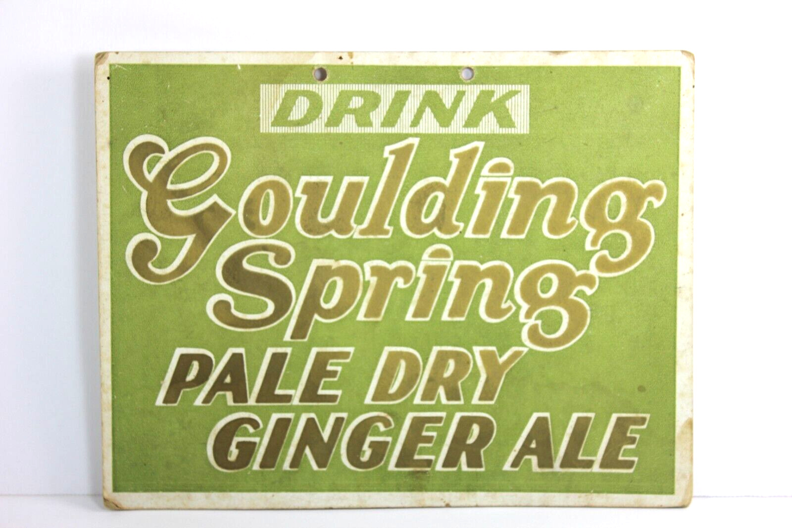  Rare 1930s Goulding Spring Pale Dry Ginger Ale hanging sign 