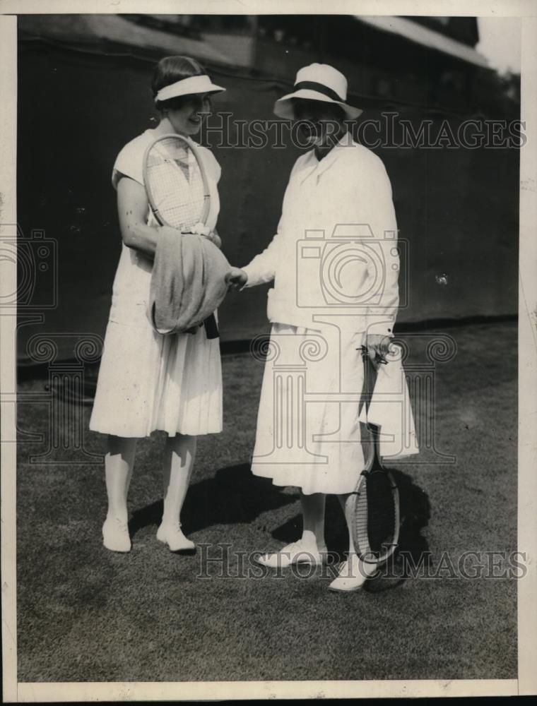 1926 Press Photo Helen Wills, Mrs Howland Davis at Seabright tennis - net22927
