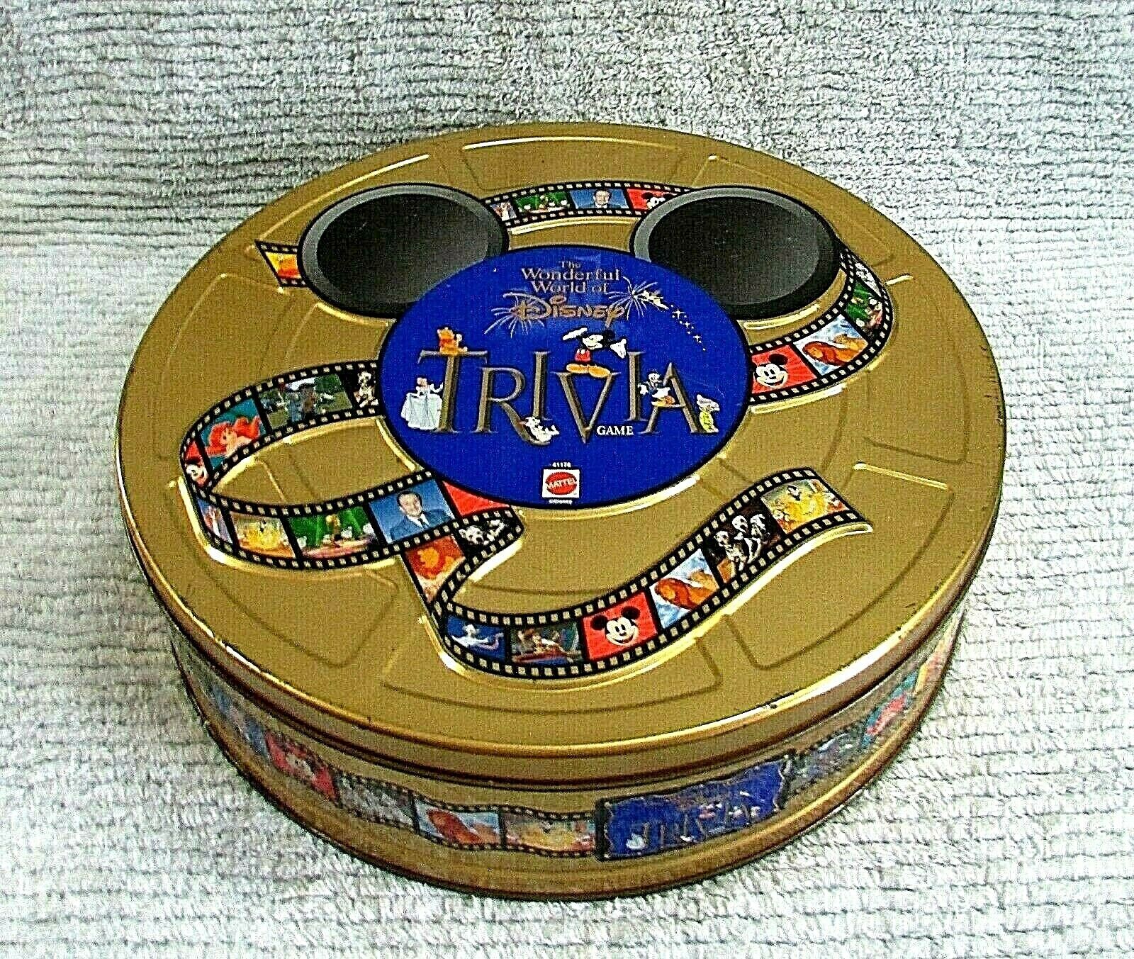 1999 Mattel 41178 Wonderful World Of Disney Trivia Board Game Tin Box FREE S/H