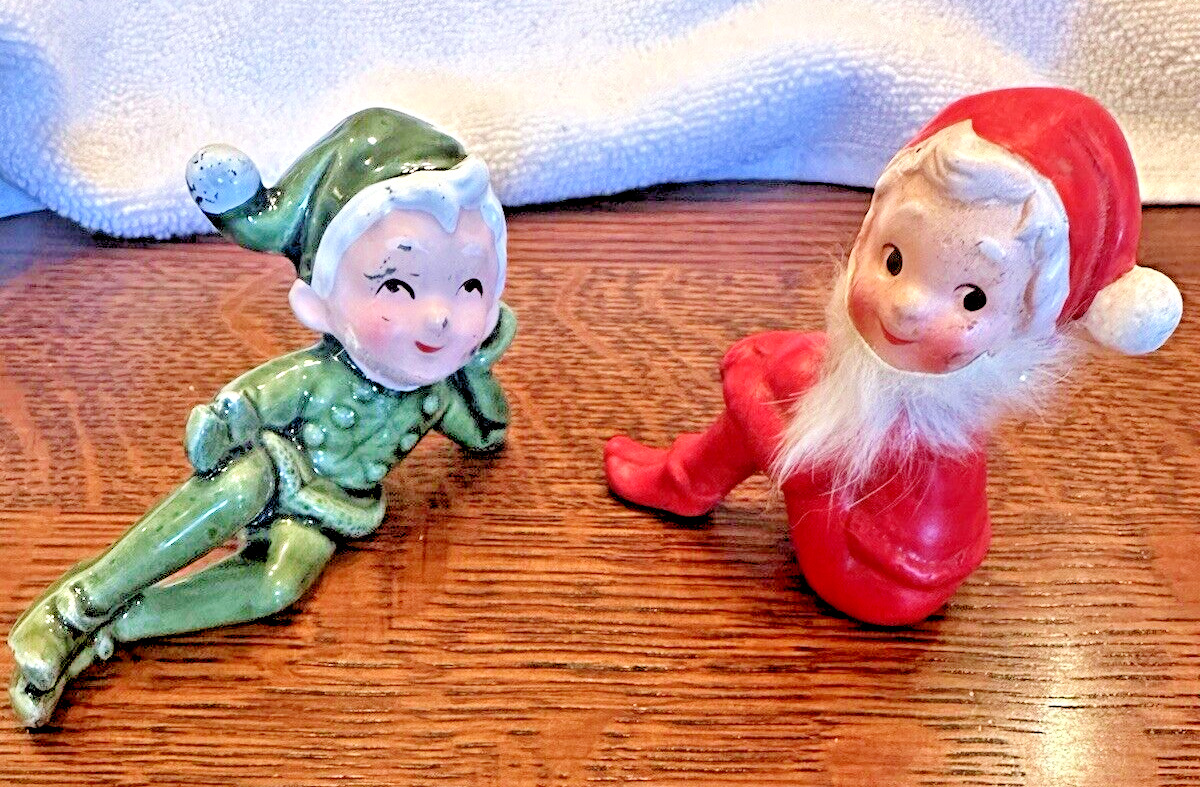 Vintage Pixie Elf Figurines, Lot of 2, Japan
