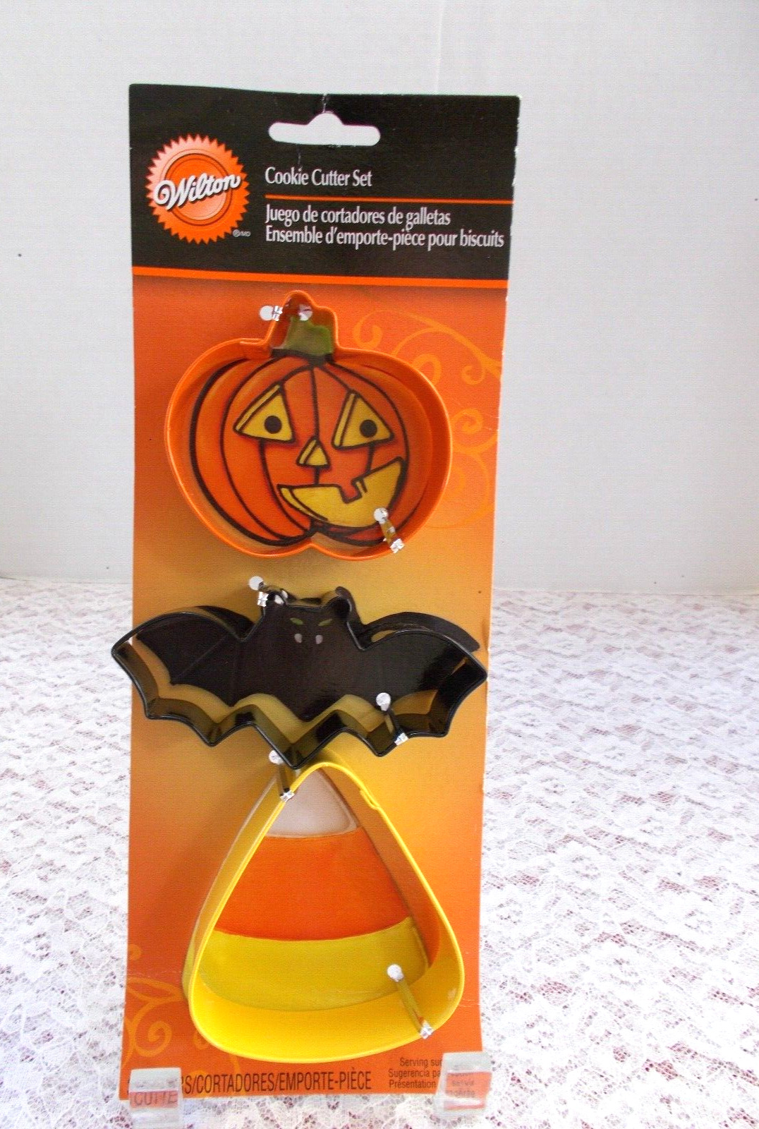 2011 Wilton 3 Piece Metal Cookie Cutter Set #2308-0105 -Pumpkin, Bat, Candy Corn