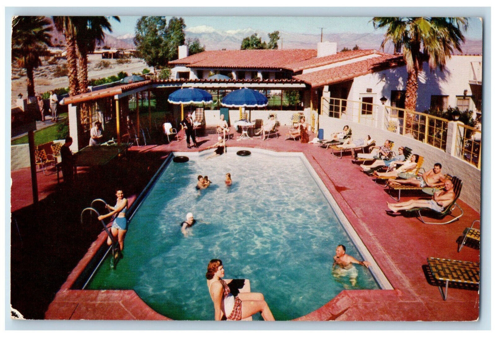 Shattuck\'s Palm Garden Hotel Swimming Pool Palm Springs California CA Postcard