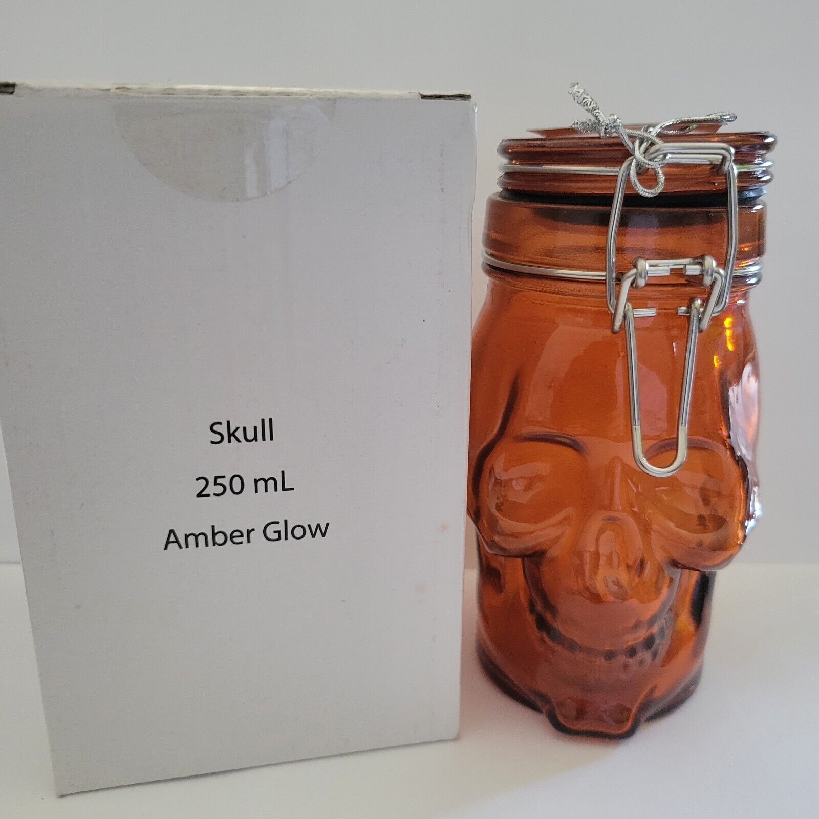 Contained Art, Amber Glow Skull Colored Glass Airtight Stash Jar 250 ml 5.5\