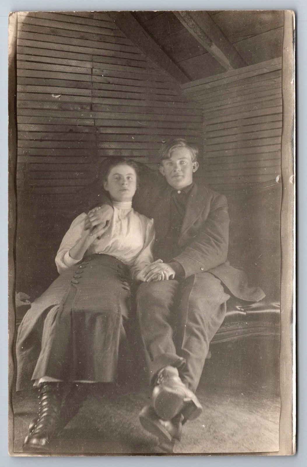 RPPC Man And Woman Holding Hands Arm Around Her Shoulder c1920s Postcard 214