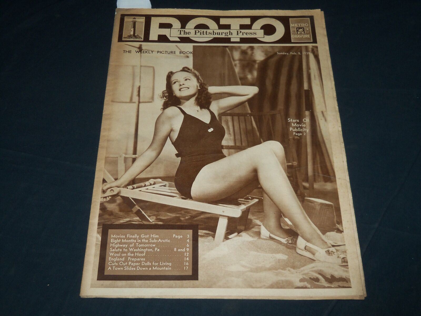 1939 FEBRUARY 5 PITTSBURGH PRESS SUNDAY ROTO SECTION - ALICE KOERNER - NP 4495