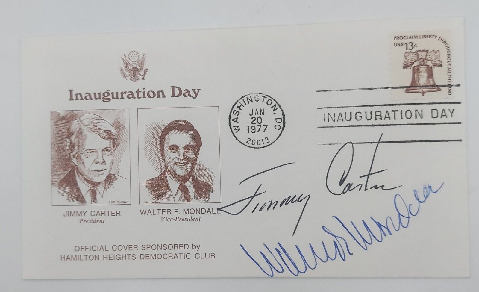 President Jimmy Carter & Vice President Walter Mondale Signed Inaugural Cover