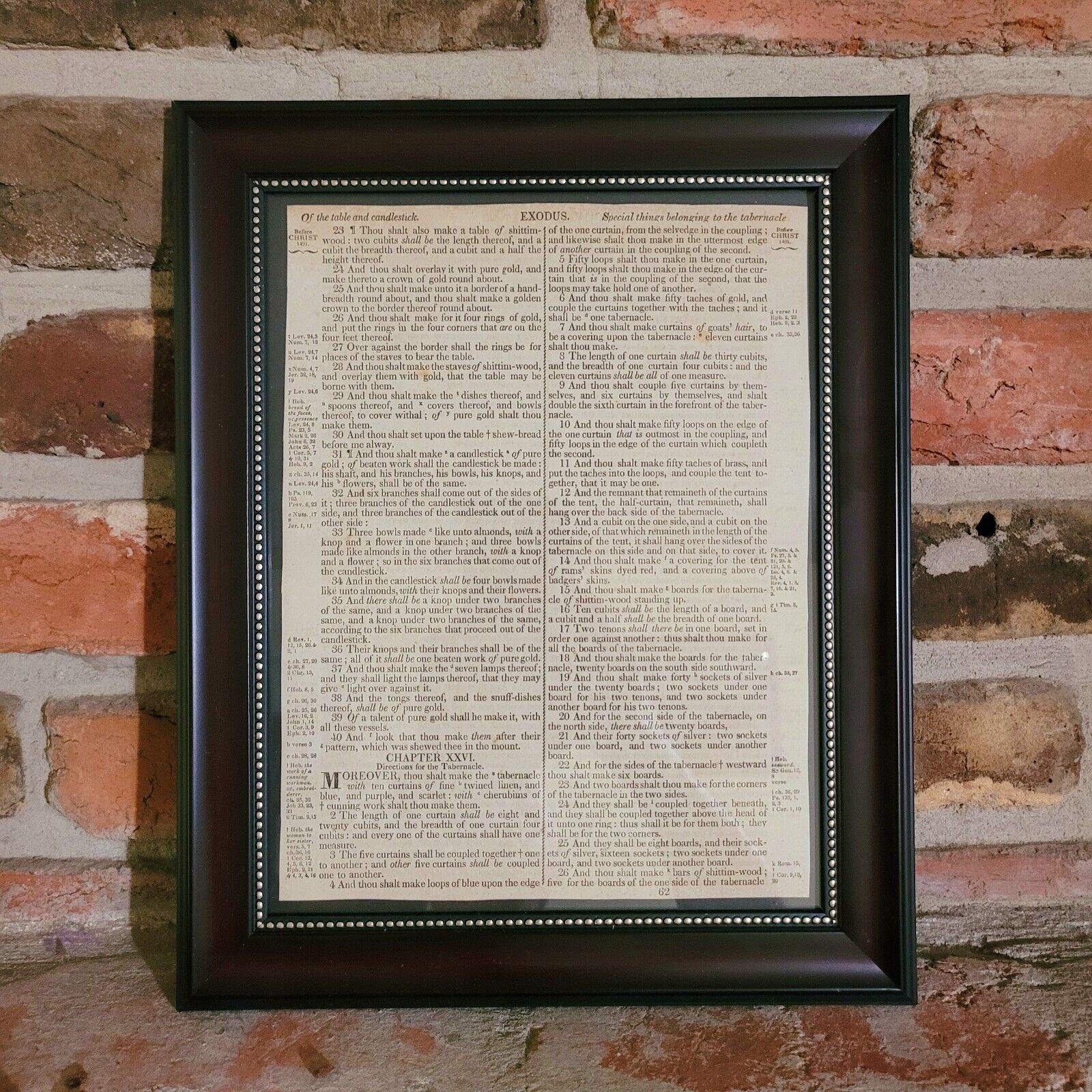 Framed Page From a Real 1839 English Bible ~ 184 Years Old ~ 8.5\
